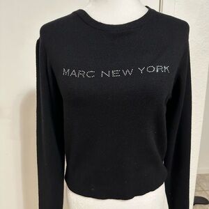 Andrew Marc Black Crew Neck Sweater Size Medium